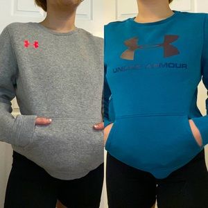 TWO Under Armour Crewneck Sweatshirts With Pocket